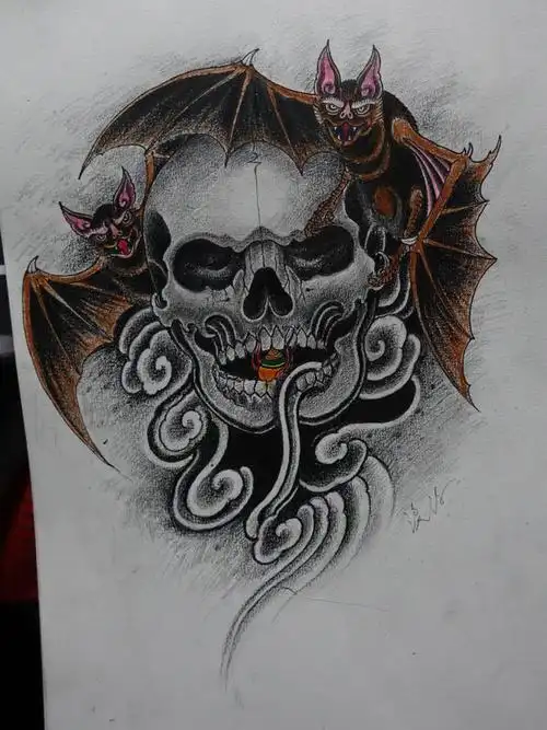 手稿骷髅_纹身图案手稿图片_代昌伟的纹身作品集