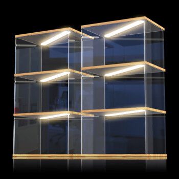 亚克力手办展示盒可定制带灯积木乐高模型透明防尘罩黏土木质展柜 高