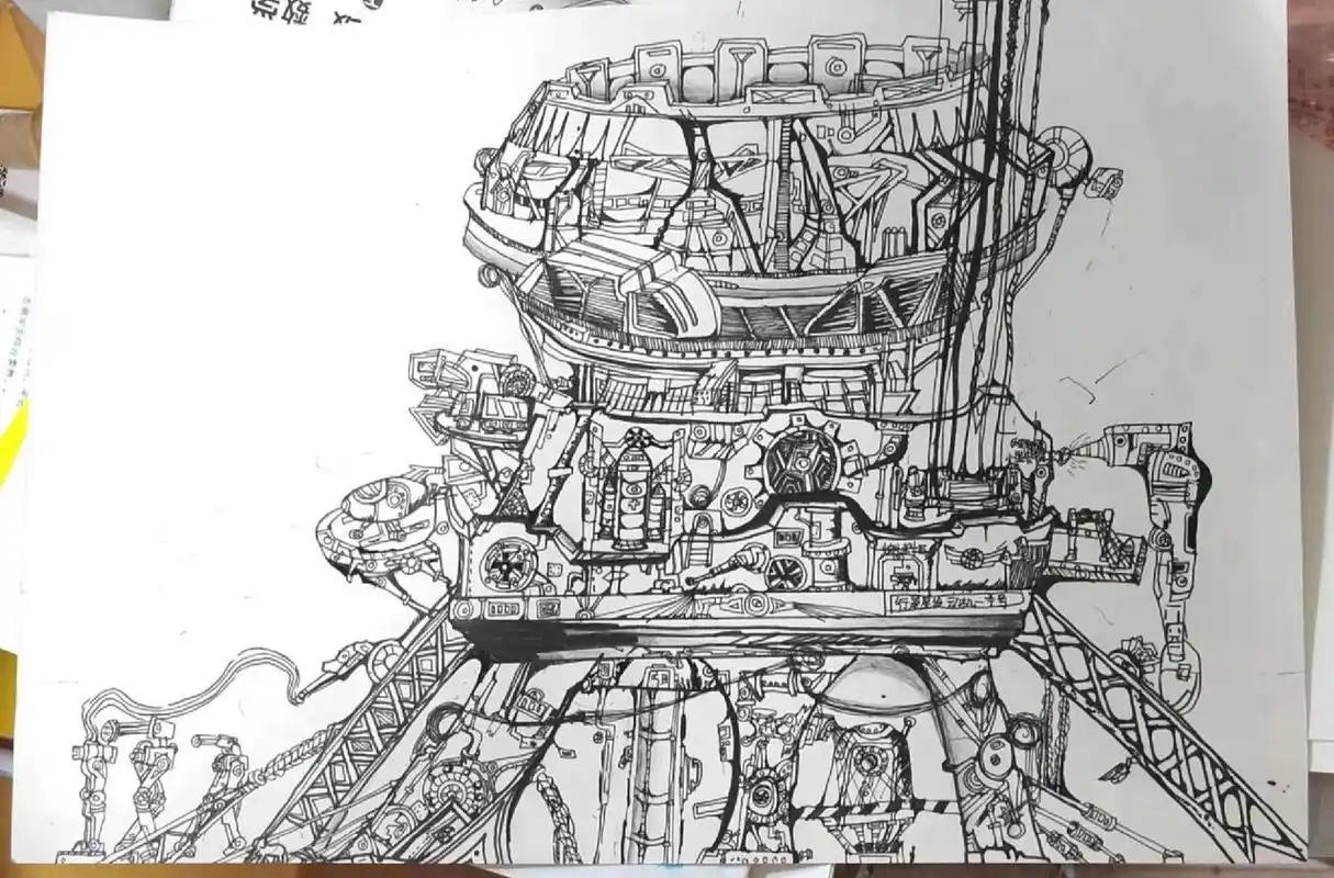 看了流浪地球2  画了一个行星发动机 行星发动机笔记灵感 画画的日常