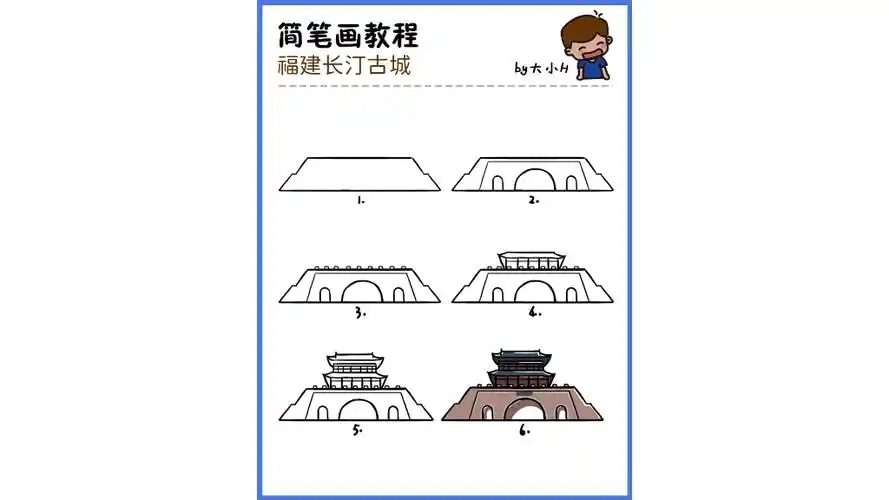 福建长汀古城怎么画?小白简笔画教程