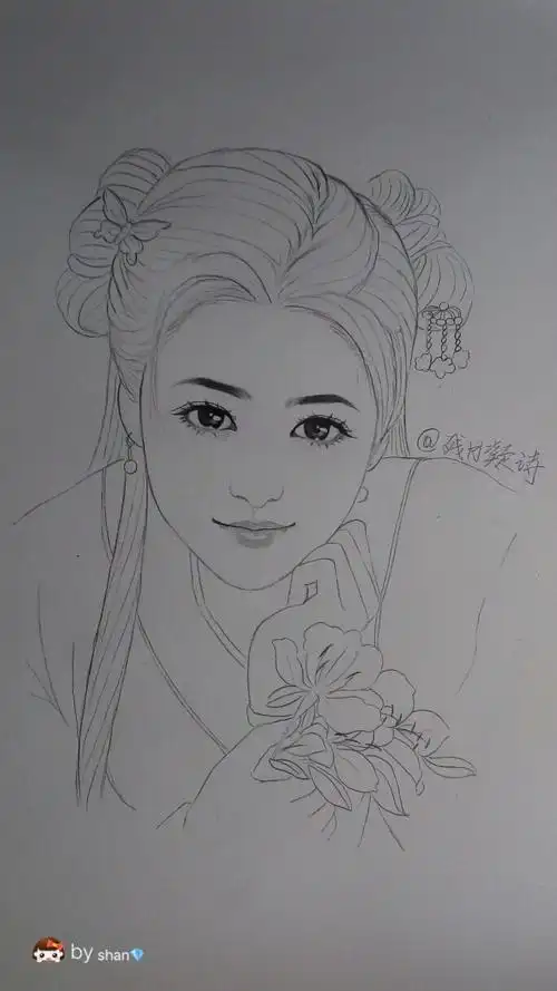 素描古风人物 古风人物素描画图片