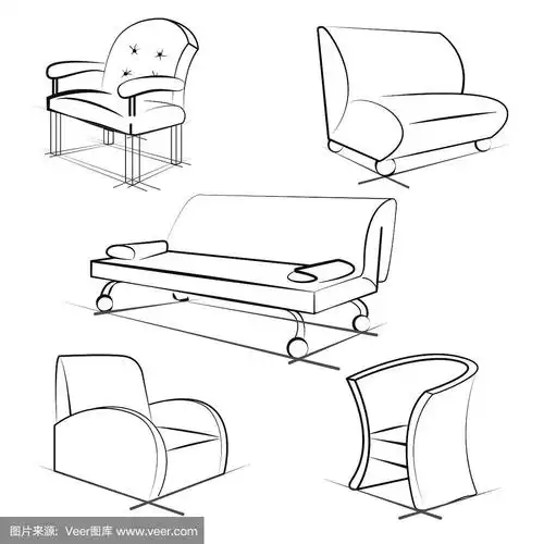 套家具.3 d草图.矢量图