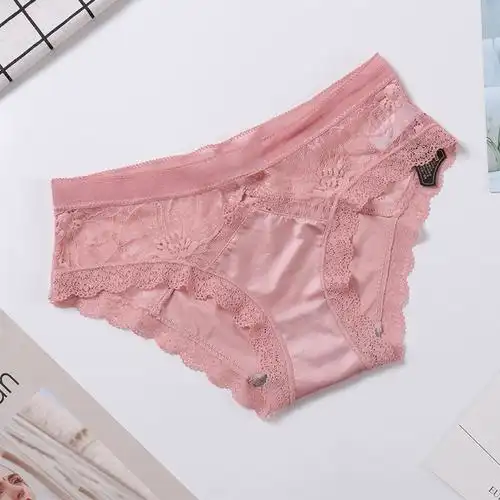 2条装 情侣内裤性感男士纯棉四角裤女透明蕾丝三角裤夏季薄款套装