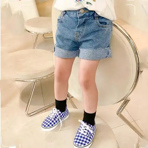 女童牛仔短裤夏季薄款外穿热裤新款儿童宝宝小童高腰洋气宽松裤子