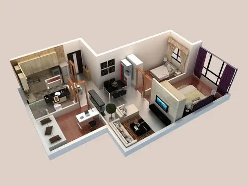 给盆友做的家装练习图|三维|建筑/空间|冬天雪白菜娃娃 - 原创作品