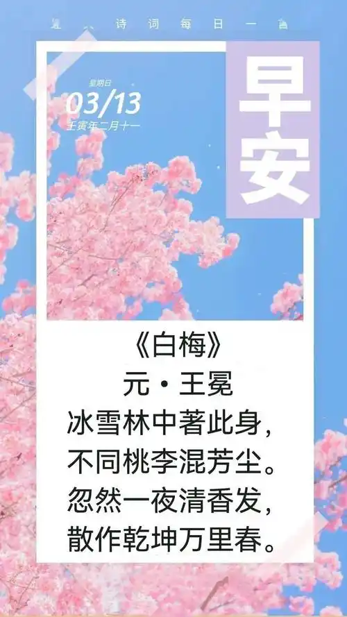 古诗词日历王冕白梅赏析