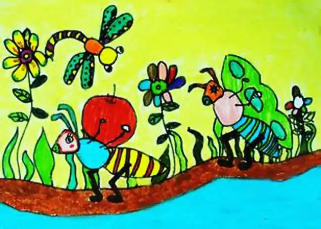 精品蚂蚁搬家儿童画