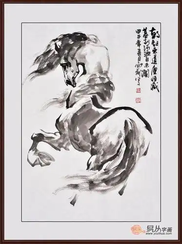 路向前四尺三开动物画马作品《朝驱东道尘恒灭》 作品来源:易从网