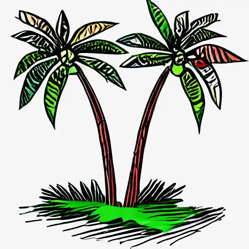 法式漫画简约风格波普艺术手稿椰子树插画