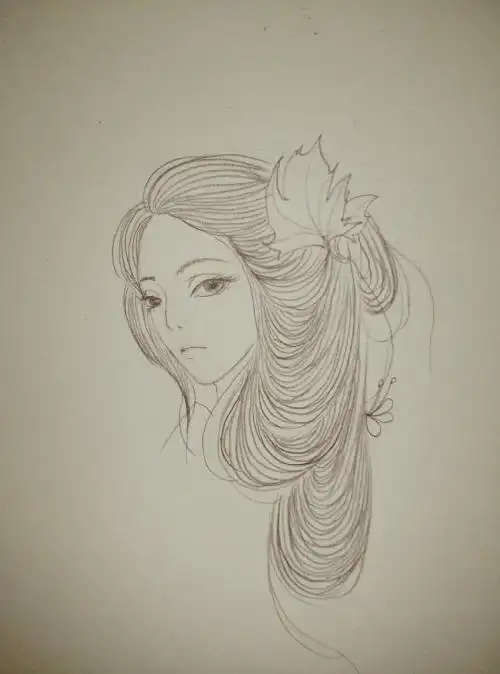古风侧脸女生简笔画