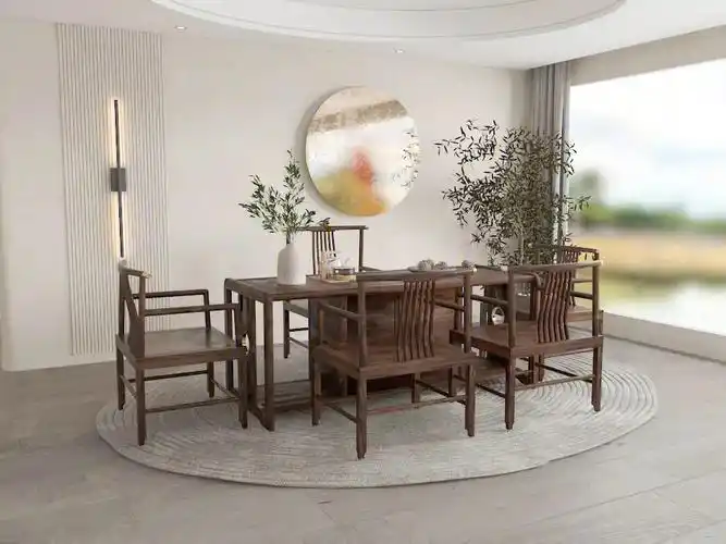 摩登东方新中式茶室体验实木茶桌带来的空