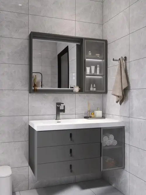 现代轻奢风卫生间浴室柜高级质感十足