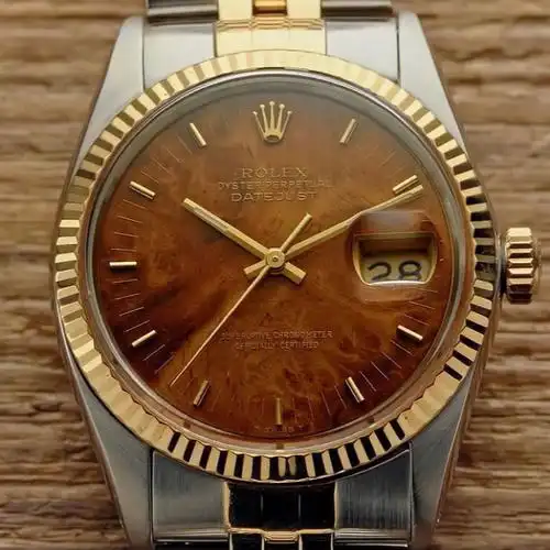 劳力士古董木纹盘