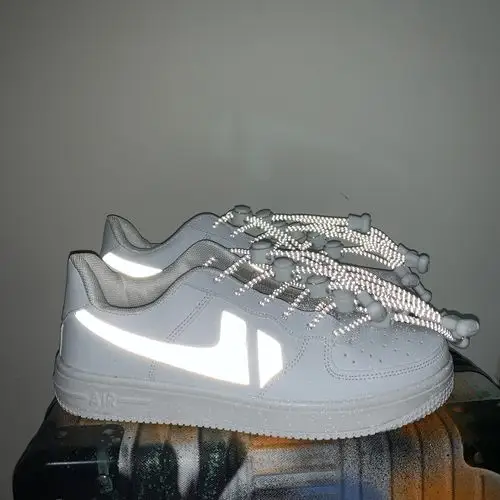 mf家独家定制 3m反光小白鞋鞋带反光板鞋韩版亚逼街拍运动鞋男女