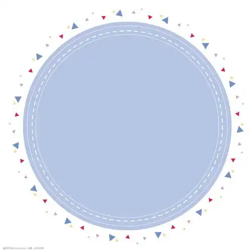 彩色三角环绕水蓝色圆框矢量素材