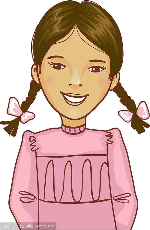 梳着两条辫子的卡通少女