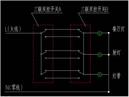我想知道三联单控开关的原理,和接线法!是否和双联原理差不多?求解
