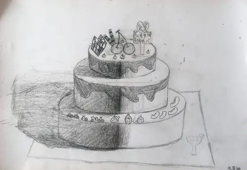 漠江美术趣味素描班《蛋糕》