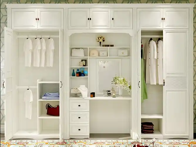 好莱客多功能一体化衣柜设计图片 环保吸塑皮纹定制衣柜图片