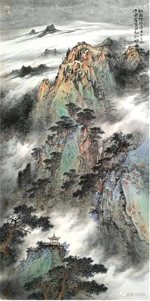 《黄山烟云》 180cmx560cm张谦,一位来自泰山脚下的画家,泰山的深厚