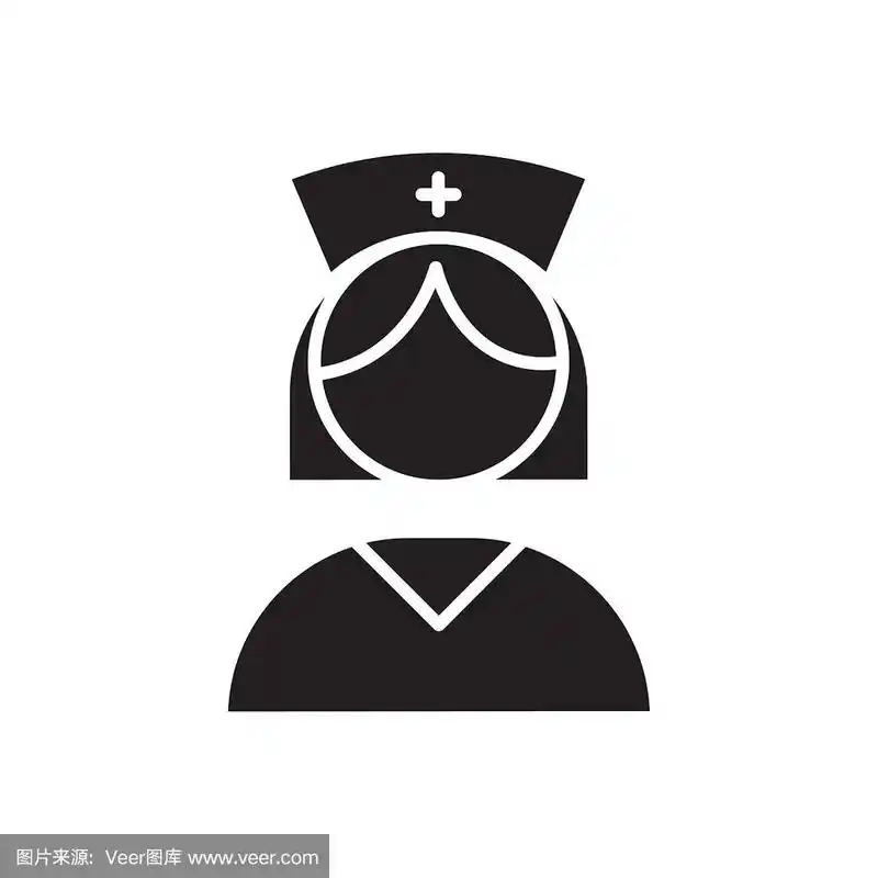 平面黑色字形护士头像图标标志元素