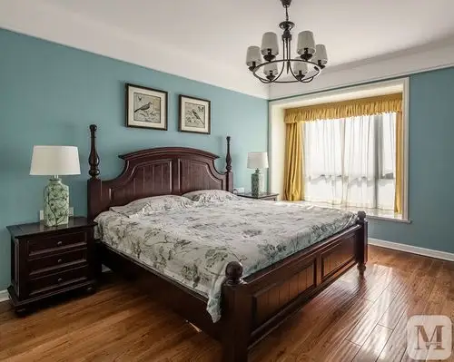 美式卧室窗帘装修效果图