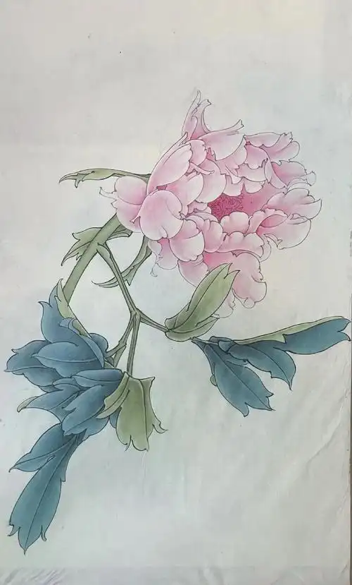 一枝牡丹花(于老师工笔画2022年5月21-24)#国画 # - 抖音