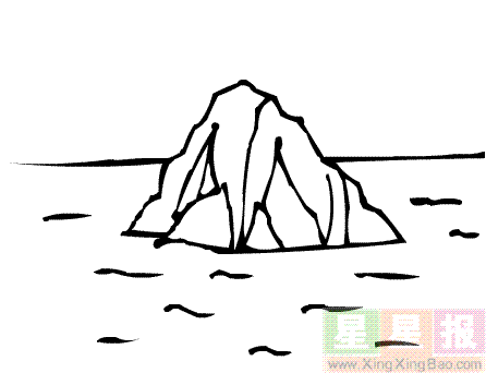 礁石简笔画海滩上的礁石简笔画礁岛简笔画彩色风景简笔画图片海上礁石