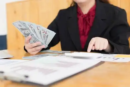 数据分析,财务会计正在评估公司收入照片