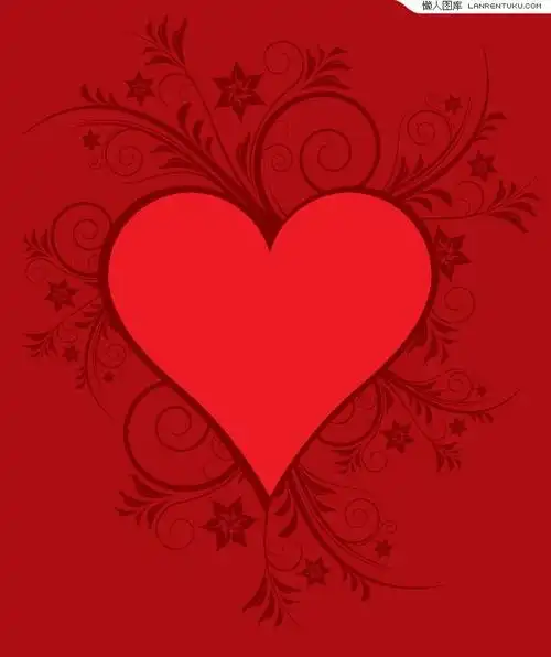 红色心形花纹矢量素材