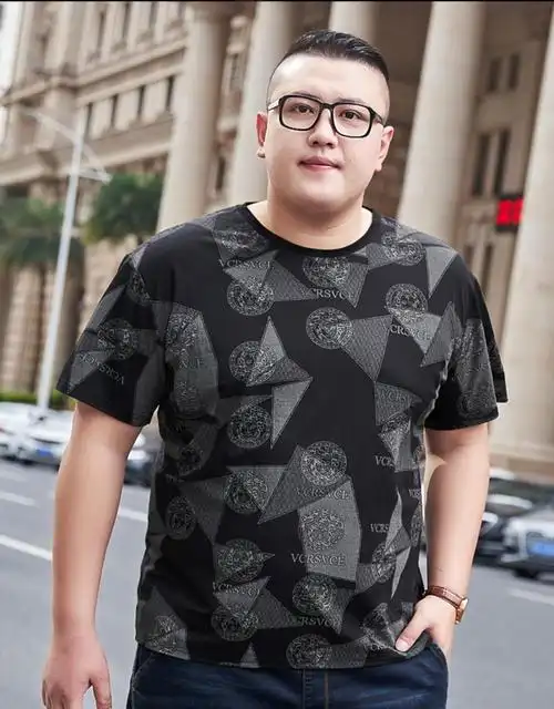 老爷车大码男装短袖t恤加肥加大号宽松休闲肥佬夏装上衣圆领 dt696