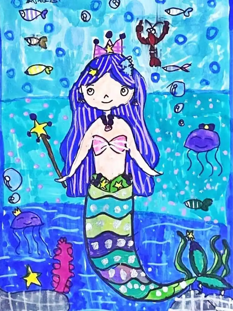 儿童画/《美人鱼》 年龄:4～6岁儿童 本节课的内容《美人鱼》,相信