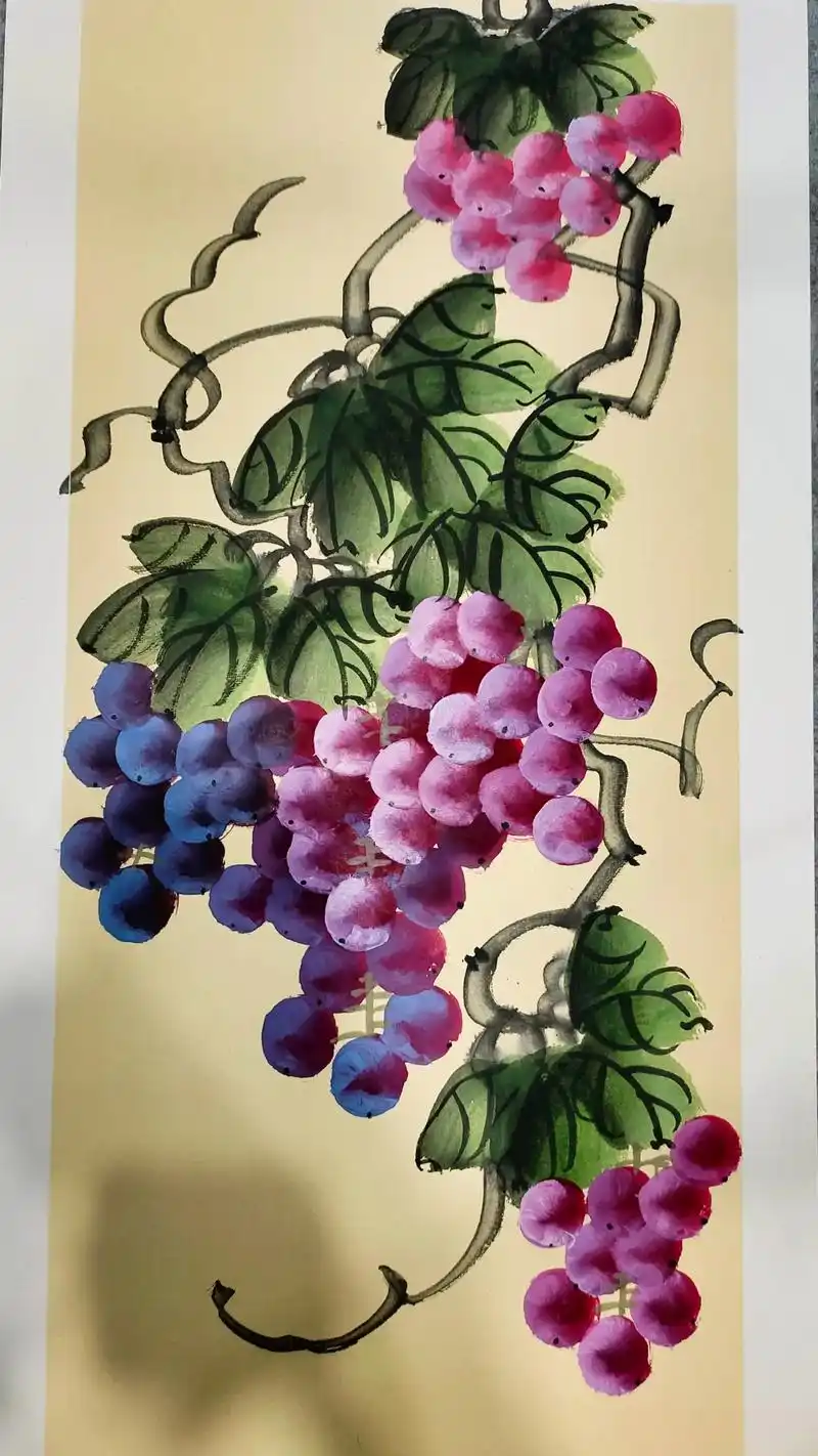 来几副卡纸的吧#国画葡萄挂霜怎么画 #画画 #一 - 抖音