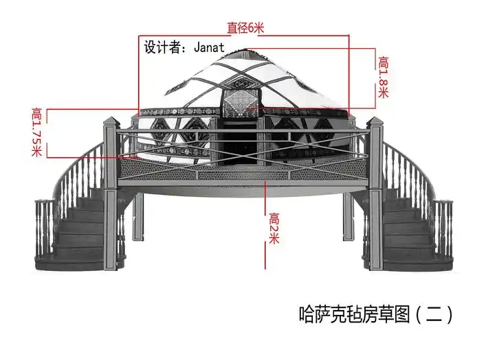 为景区设计的哈萨克毡房草图效果