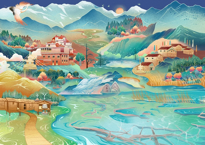【九寨沟】风景文旅插画|插画|商业插画|花花max - 原创作品 - 站酷