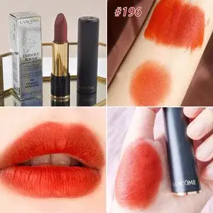 lancome兰蔻口红196#胡萝卜色切面红宝石红管02#朱砂红显白唇膏