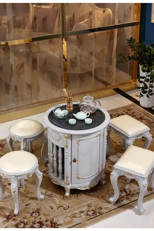 尚德森榞欧式实木功夫茶桌椅组合简欧可移动小茶台茶具一体阳台家用小