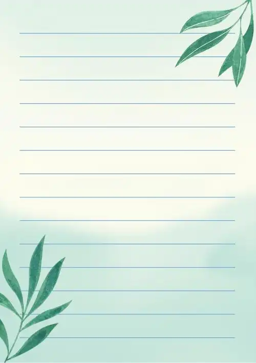 简约大气绿色水彩插画风信纸