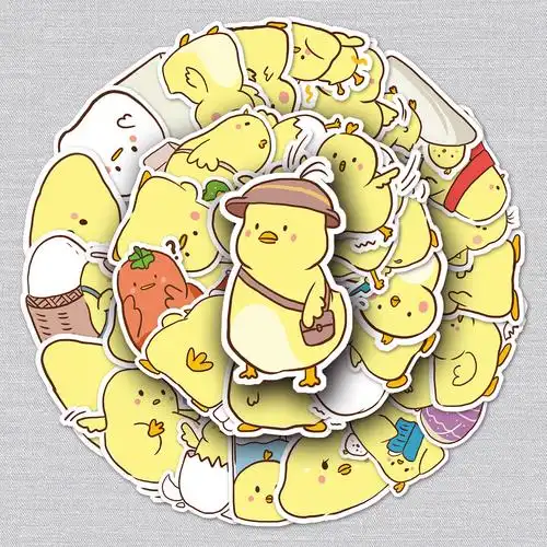 50张小鸡仔涂鸦贴纸卡通可爱原创咕卡贴纸diy水杯行李箱贴纸防水