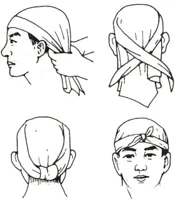 三角巾头部止血包扎法
