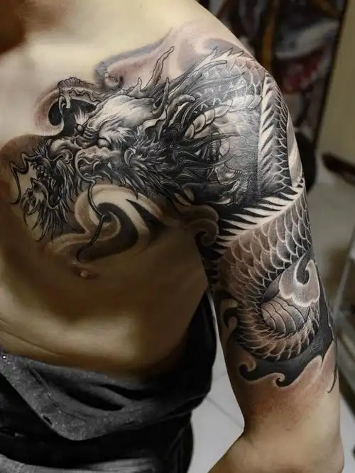 半甲龙_纹身图案手稿图片_阿龙的纹身作品集