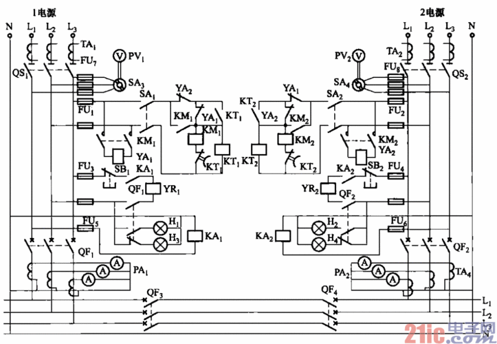 双路电源用低压断路器自投电路