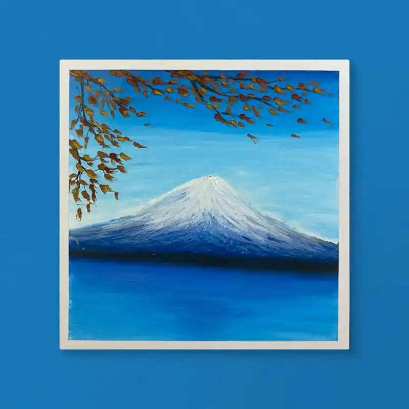 富士山下91 #高尔乐超软油画棒  #每日一画  #蓝色治愈 - 抖音