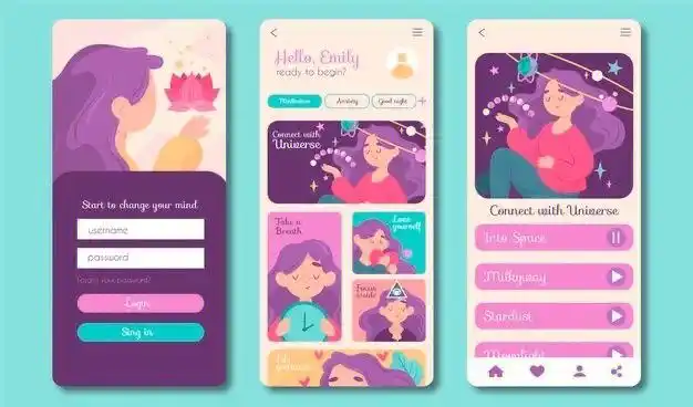 插画风格的ui界面设计素材参考