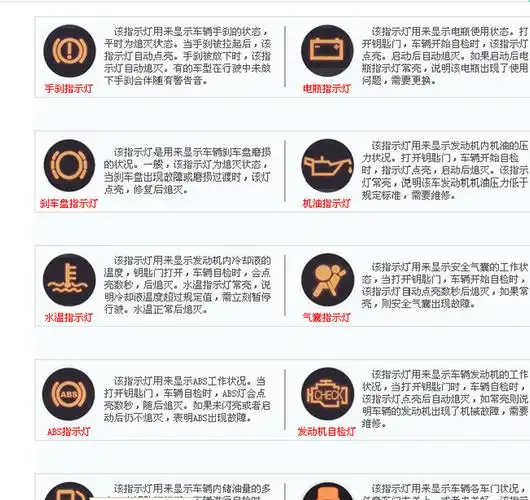 柴油车大客仪表盘上的每个图标什么意思