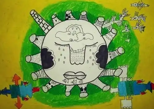 保护地球儿童画创想画一等奖