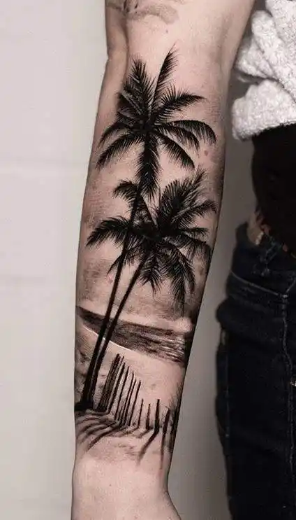 椰子树纹身图案,椰子树纹身有什么寓意_果实_守护_上海