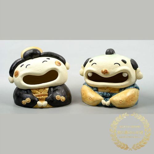 日本代购传统和风羽田佳子作哈哈大笑的福助多福多乐可爱陶制摆件