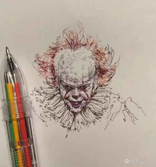 圆珠笔手绘小丑回魂