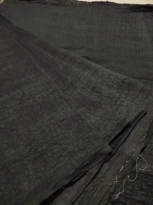 热销香云纱布料黑色_正宗顺德双面黑色龟裂纹香云纱面料100%桑蚕丝